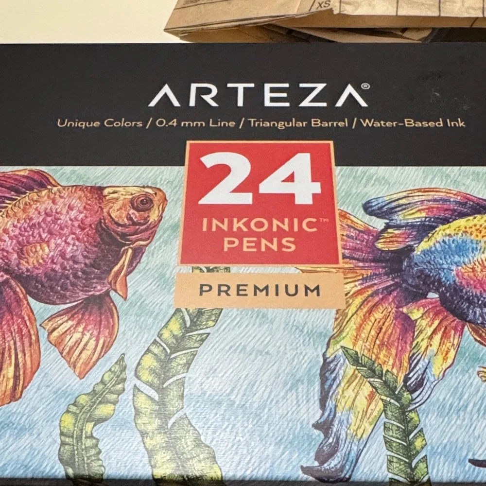 Arteza 24 Inkonic Pen Set & Arteza Spiral Bond 2 pk 100 sheet ea 9X12” Sketch bk